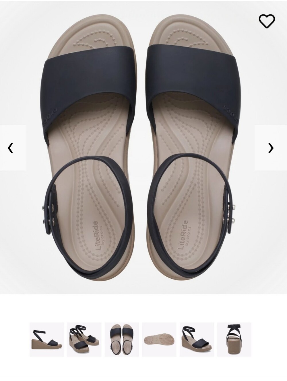 CROCS Brooklyn Ankle Strap Wedge, Black & Tan Wedge Sandals with Ankle Strap - Picture 15 of 16
